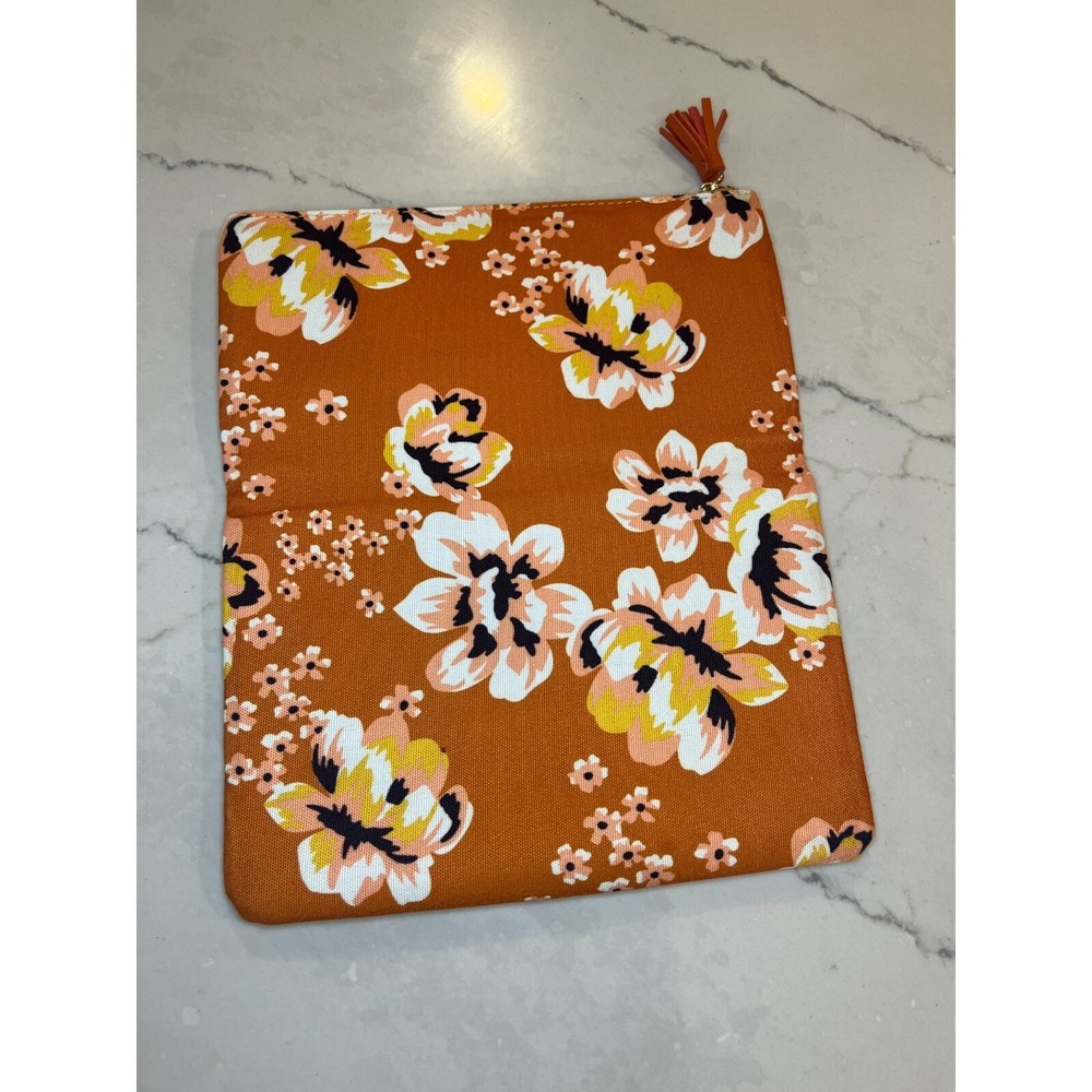 Rachel Pally "Zahara" Orange Floral Print Zipper Reversible Clutch Bag Purse - Picture 3 of 5
